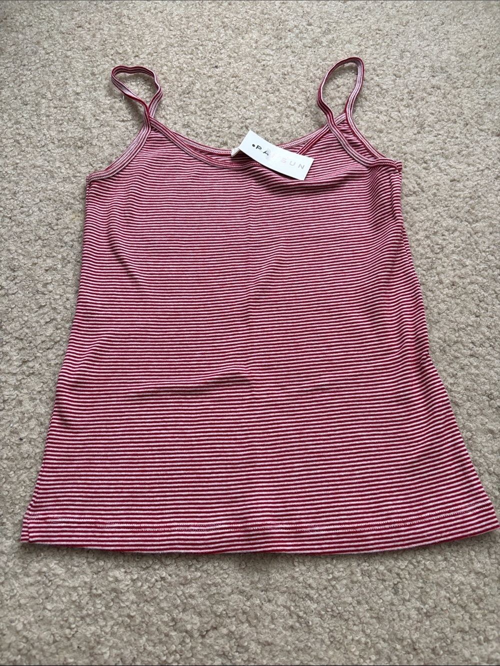 Brandy Melville red and White Striped Cotton tank top
